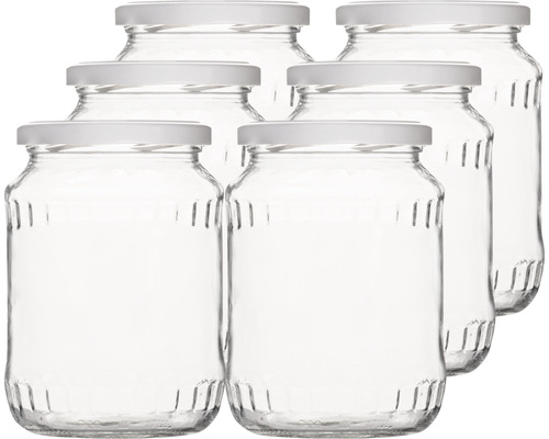 Inmaakpot, weckpot met draaideksel, wit, 720 ml, 6 stuks.