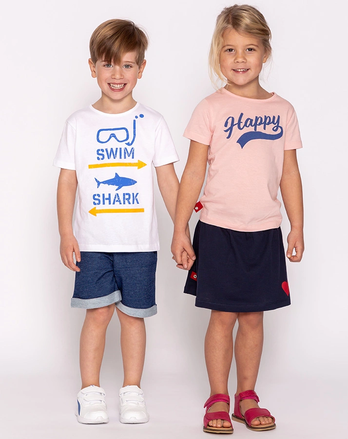 T-Shirt SWIM SHARK in weiß/orange