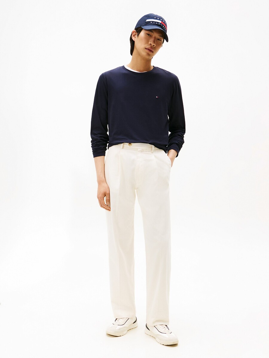 TOMMY HILFIGER<br>Camiseta de manga comprida, modelagem slim com elastano