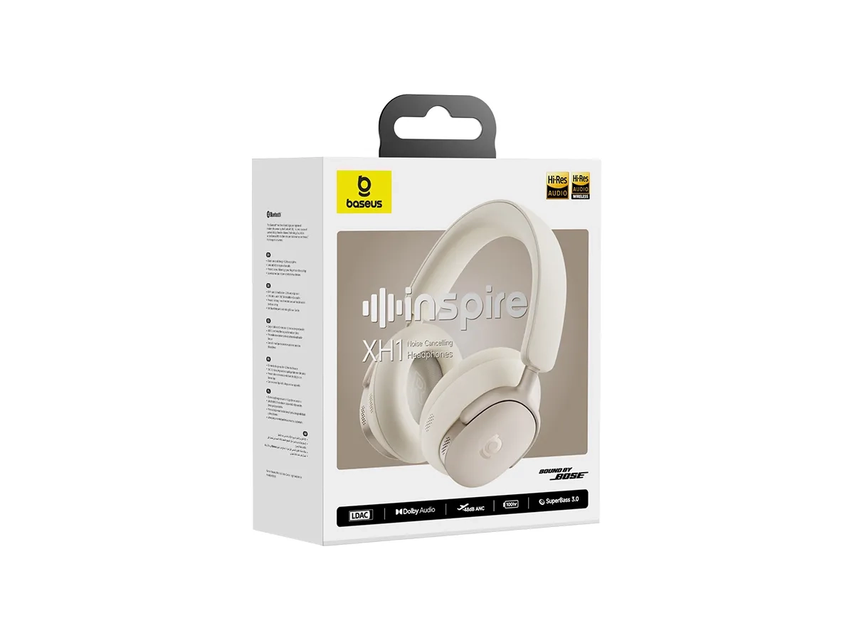 Inspire XH1 ANC Over-Ear Bluetooth 6.0 Kopfhörer mit Sound by Bose und Dolby Audio-Technologie (A00085701233-00) - Starlight Off-White