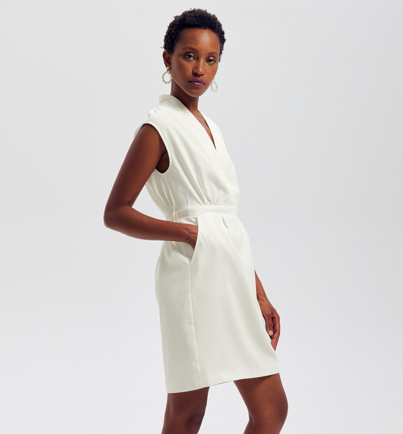 Robe courte sans manches - Blanc