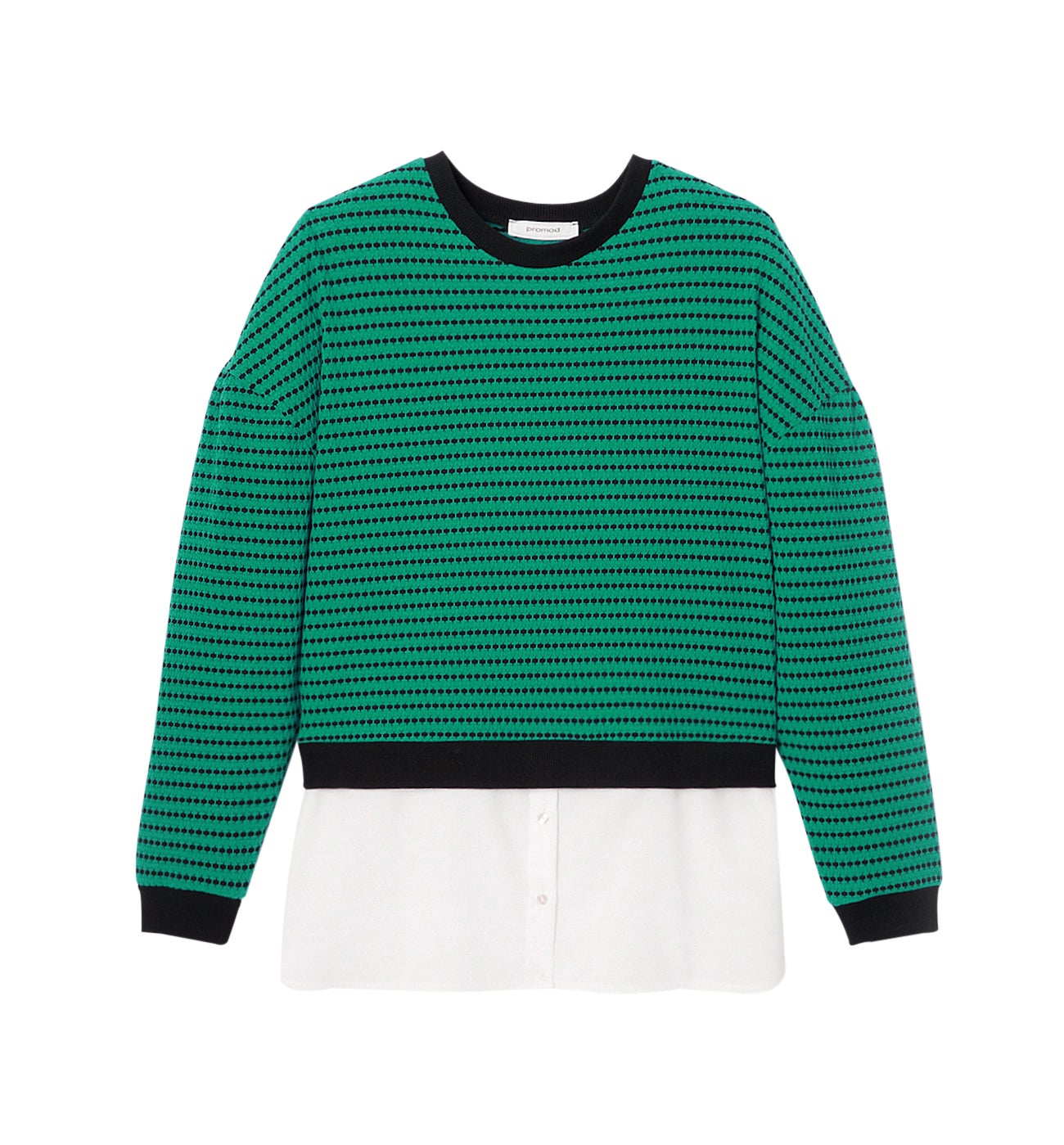 Sweat effet superposé Femme - Imprimé vert