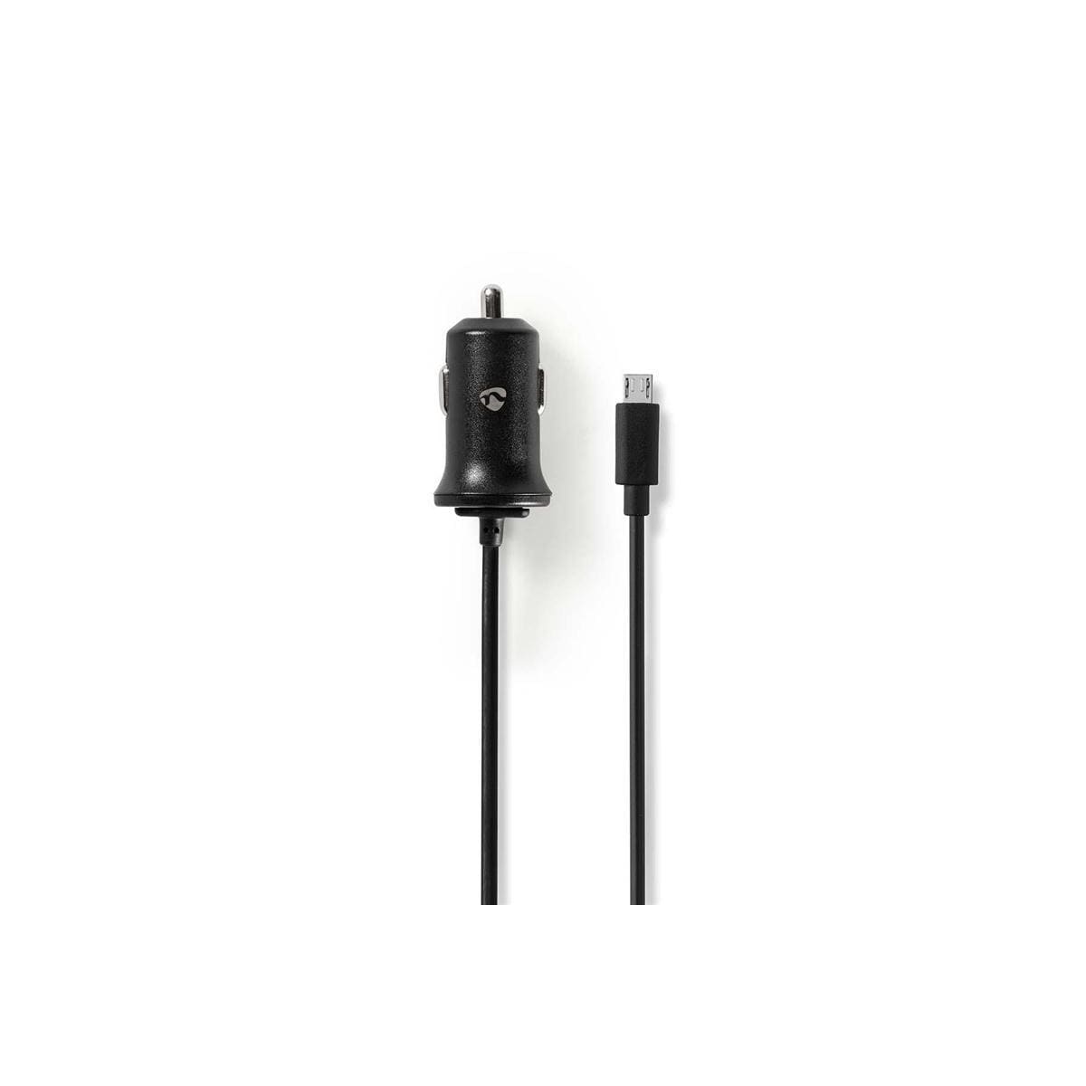 Billader | 2,4 A | Fast kabel | Mikro-USB | Sort