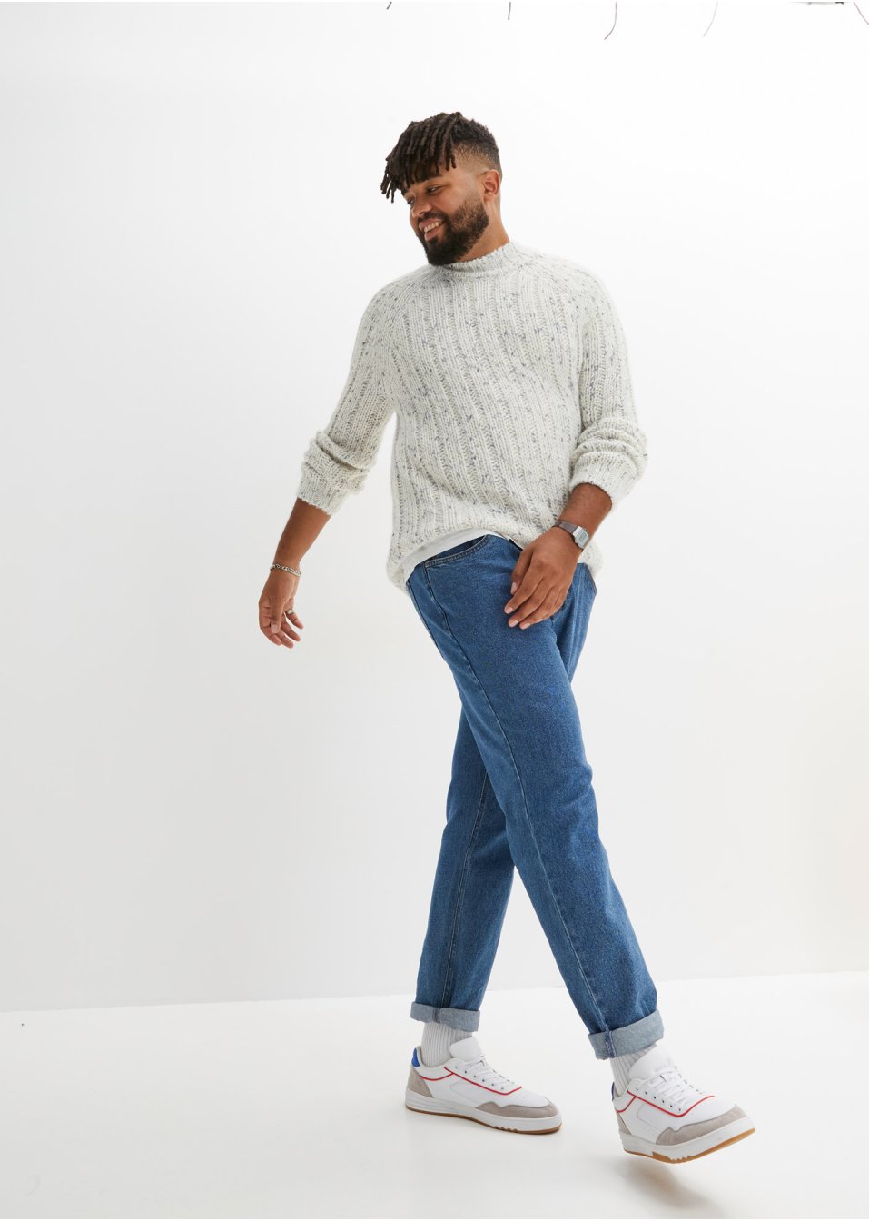 Pull en maille côtelée avec teneur en laine