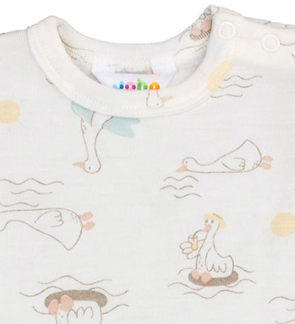 Joha Body k/æ - Wolle/Seide - Off White m. Print