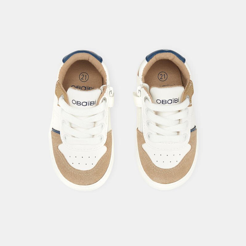 Tennis mix matières bicolores blanches bébé garçon Blanc