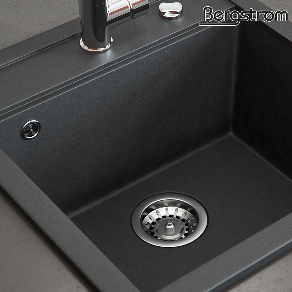 Bergström Granit Spüle Küchenspüle Einbauspüle Spülbecken 490x500mm Schwarz