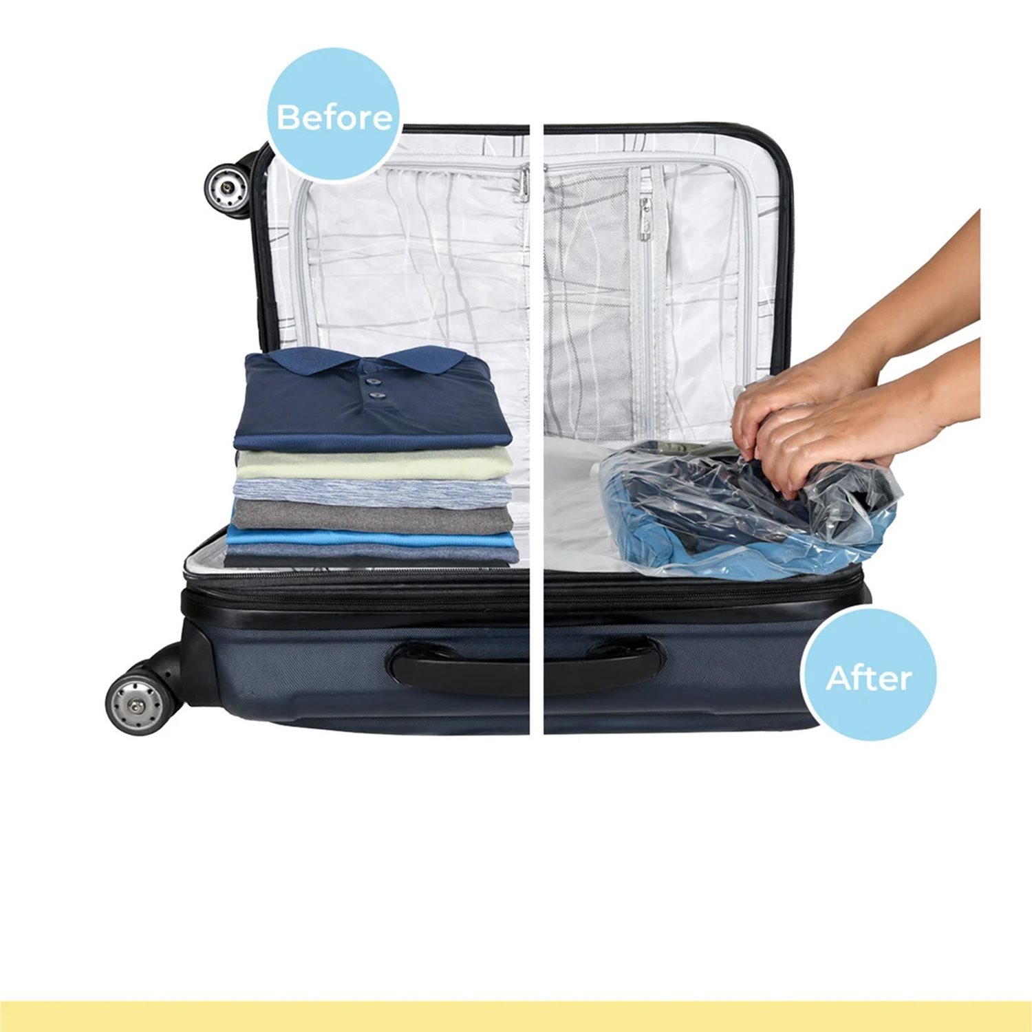 Travelbags Space Buddy Vacuümzakken Travelset 4-pcs transparant