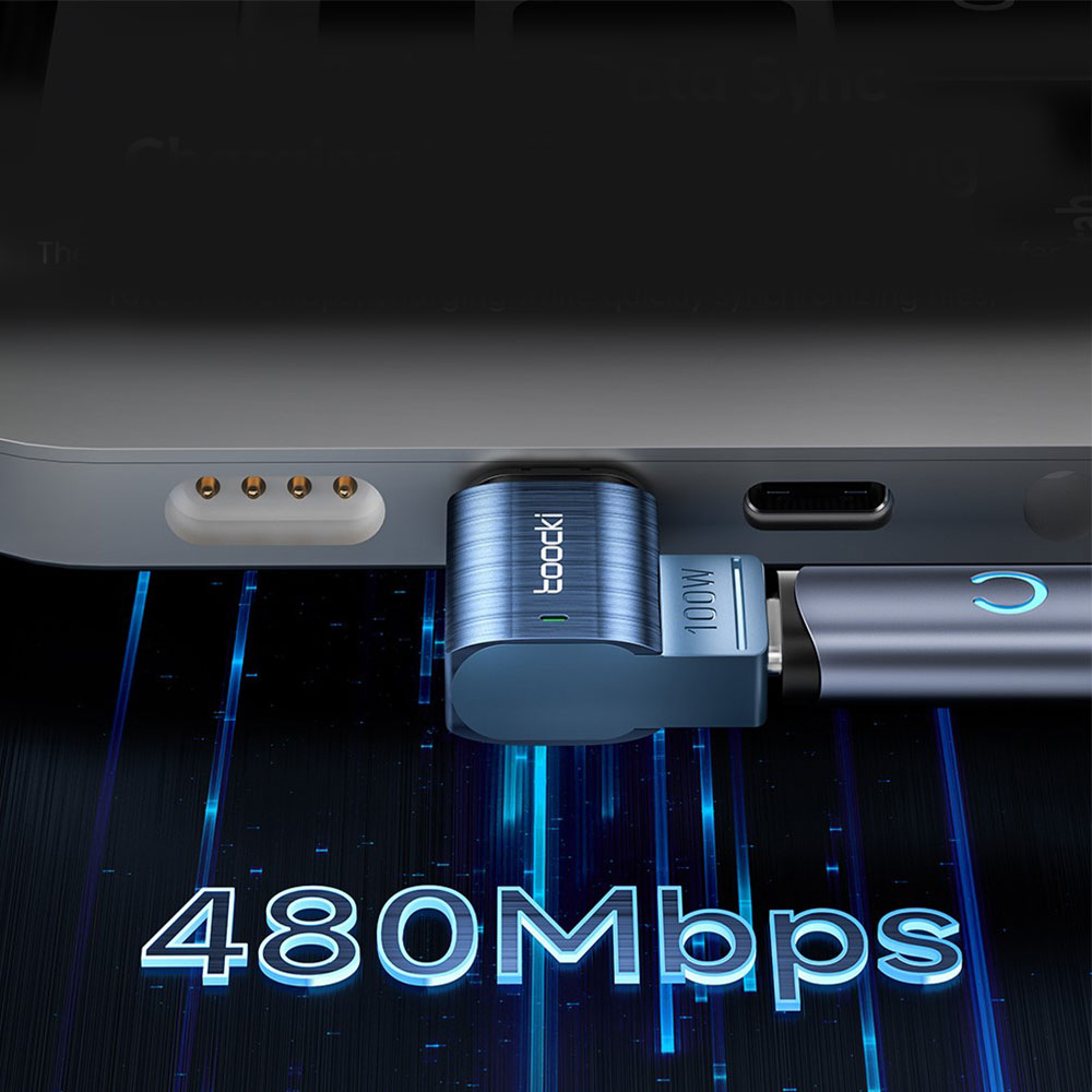 (100W) USB C (M) auf USB C (W) Magnetischer Lade und Daten Adapter Buchse 480 Mbit/s - Blau