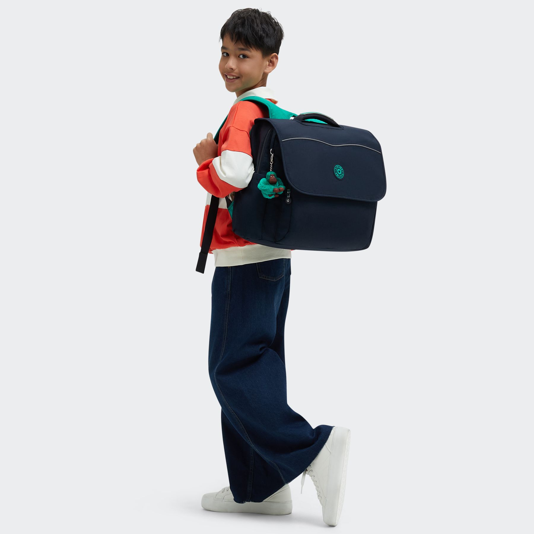 CODIE L Grand cartable avec bretelles rembourrées ajustables - Blue Green Block
