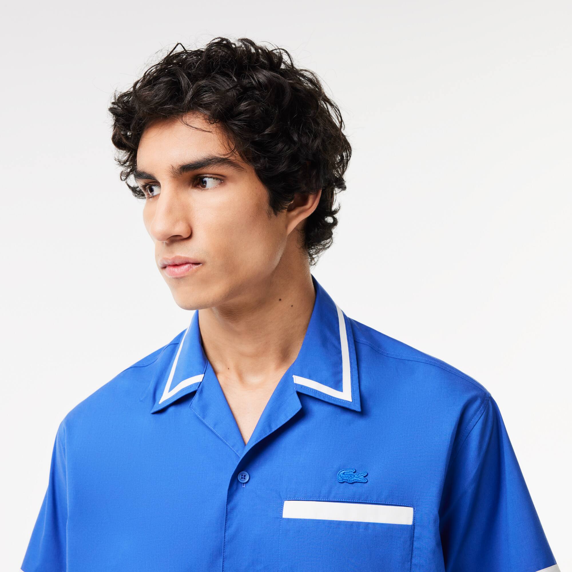 Chemise en twill de coton imprimé Lacoste au dos Manches Courtes - Bleu - Lacoste - Homme