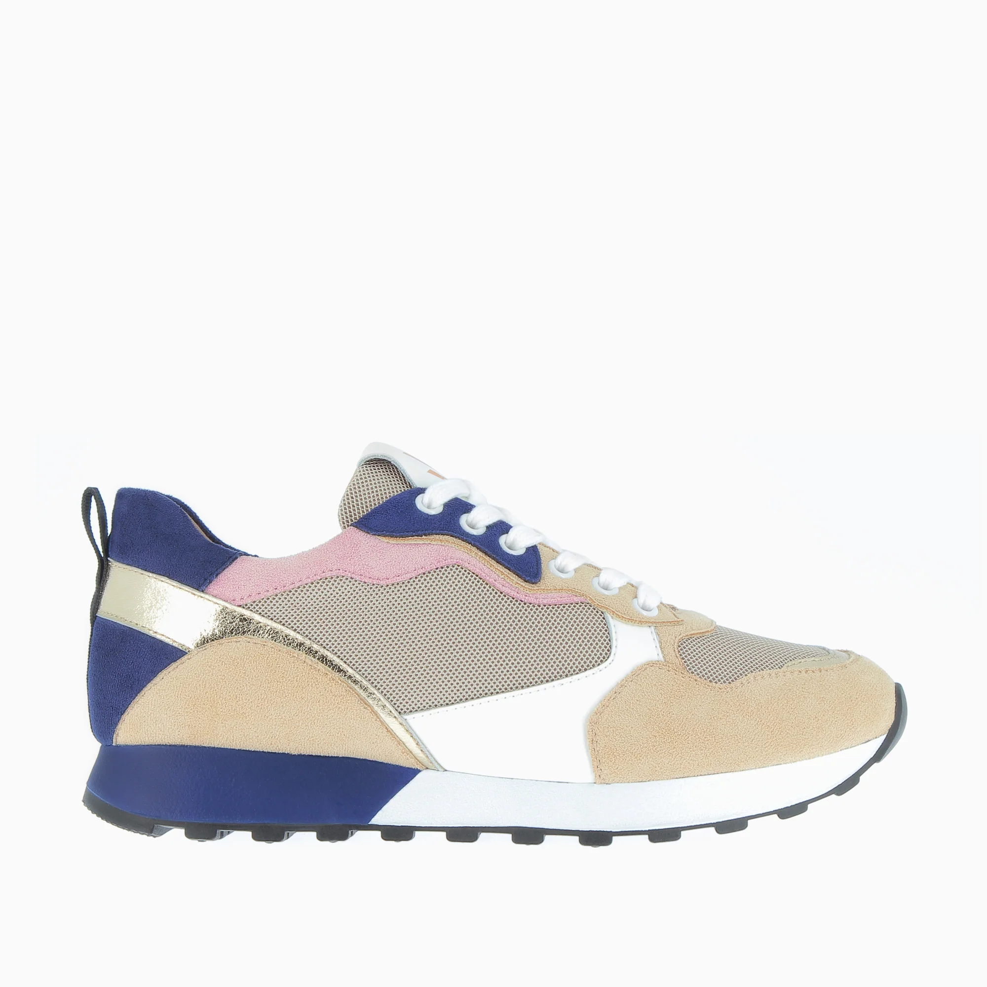 Sneakers-Baskets Nolwenn beige et marine à semelle running