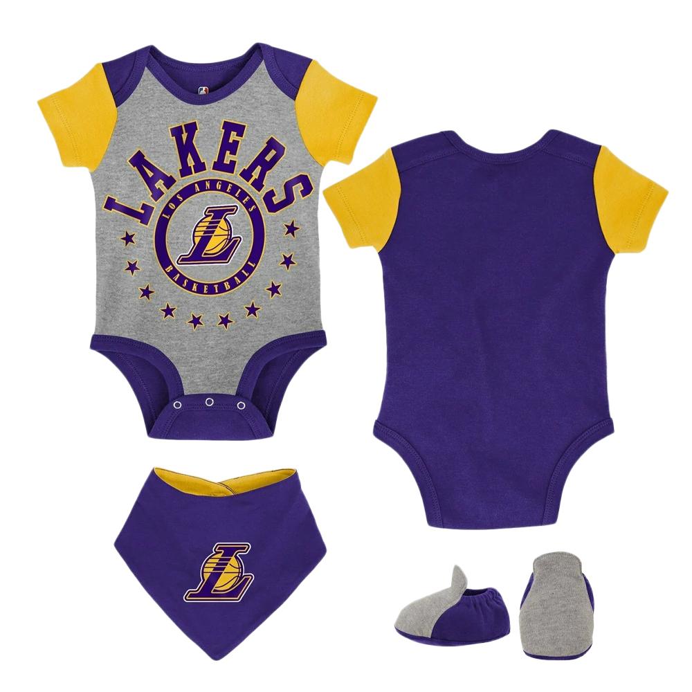 NBA Ensemble 1 pièce avec bavoir Jaune/Violet Garçon Bébé NBA Los Angeles Lakers