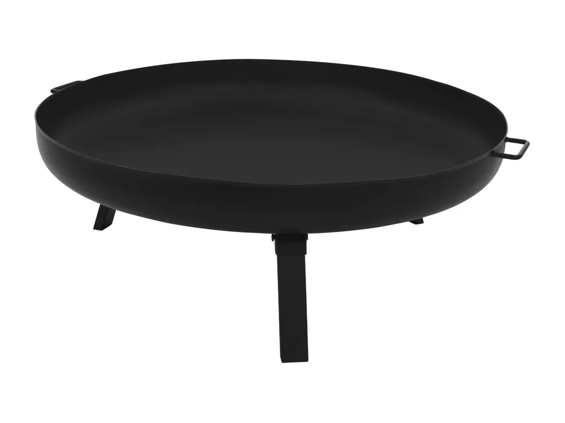 Bol à feu basero acier noir avec 3 pieds pliables foyer grille barbecue Ø80x29cm