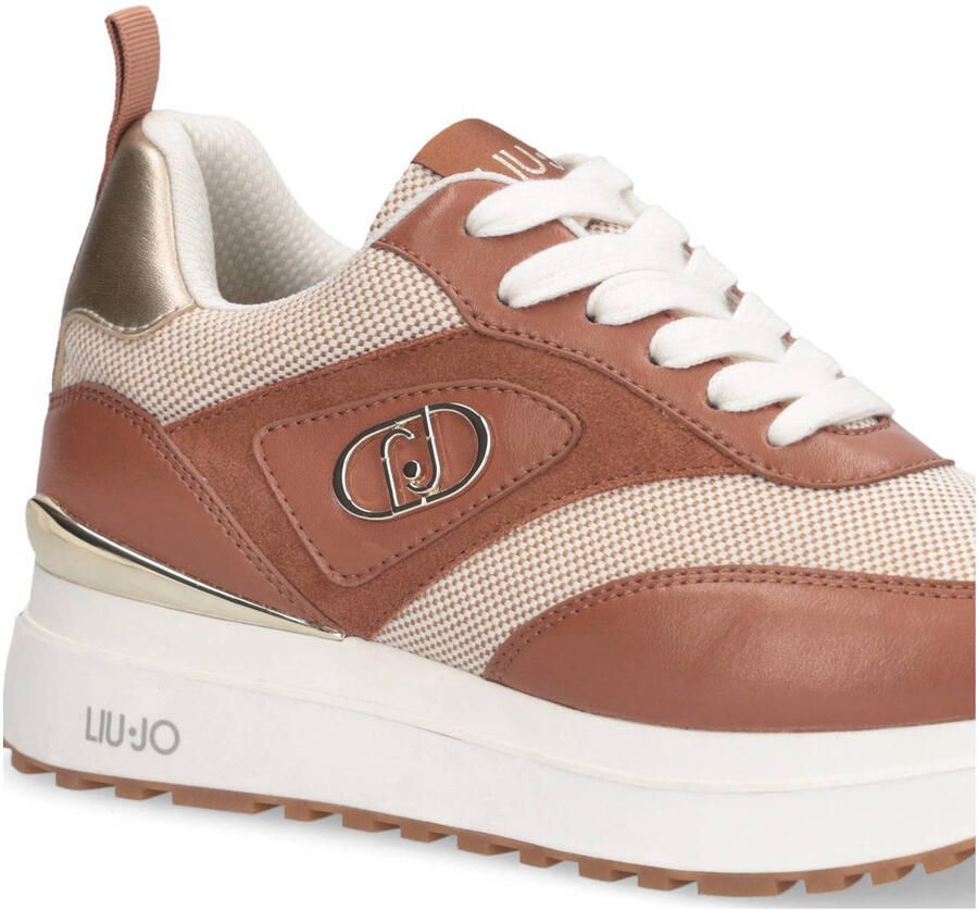 Liu Jo Maxi Wonder 97 BIS leren sneakers bruin beige