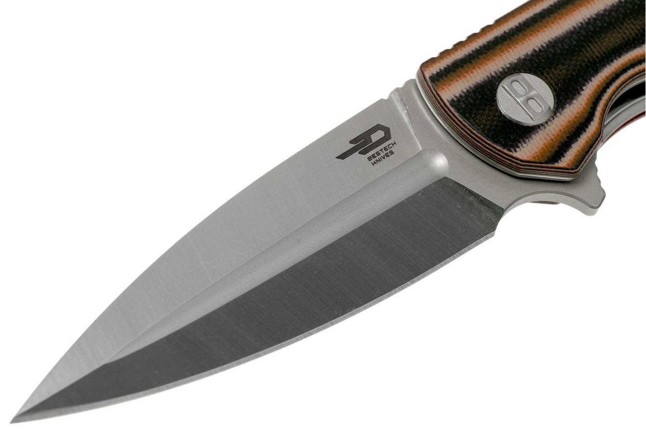 Bestech Fin BG34C-1 Satin, Black-Orange-Beige G10 zakmes