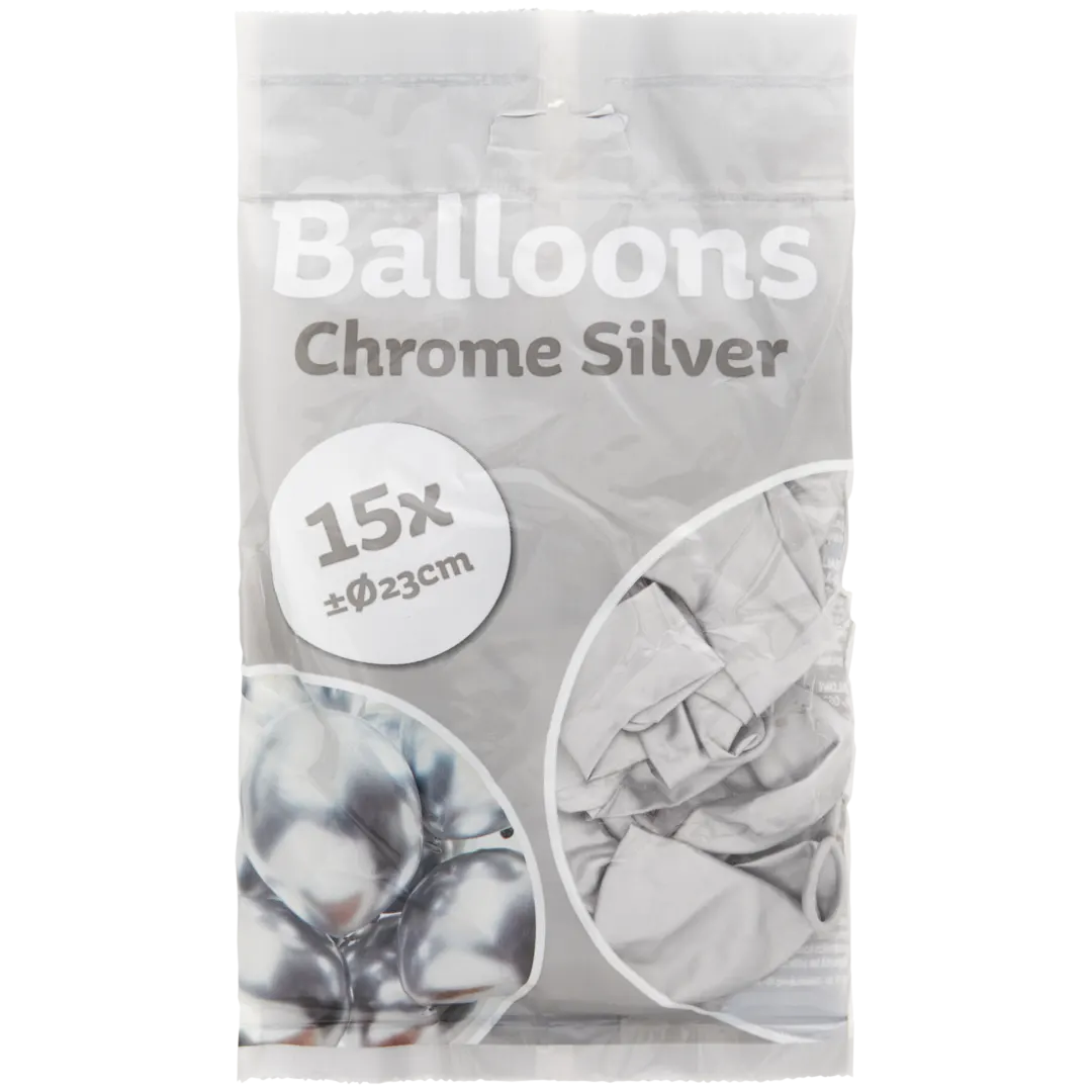 Chroom ballonnen Ø 23 cm | 15 stuks | diverse varianten