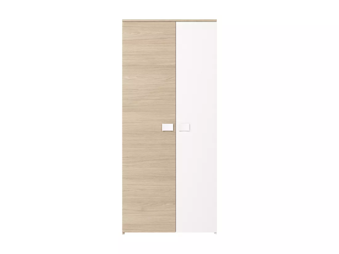 Armoire SONIA - 2 portes - L90cm - Coloris : Chêne et blanc