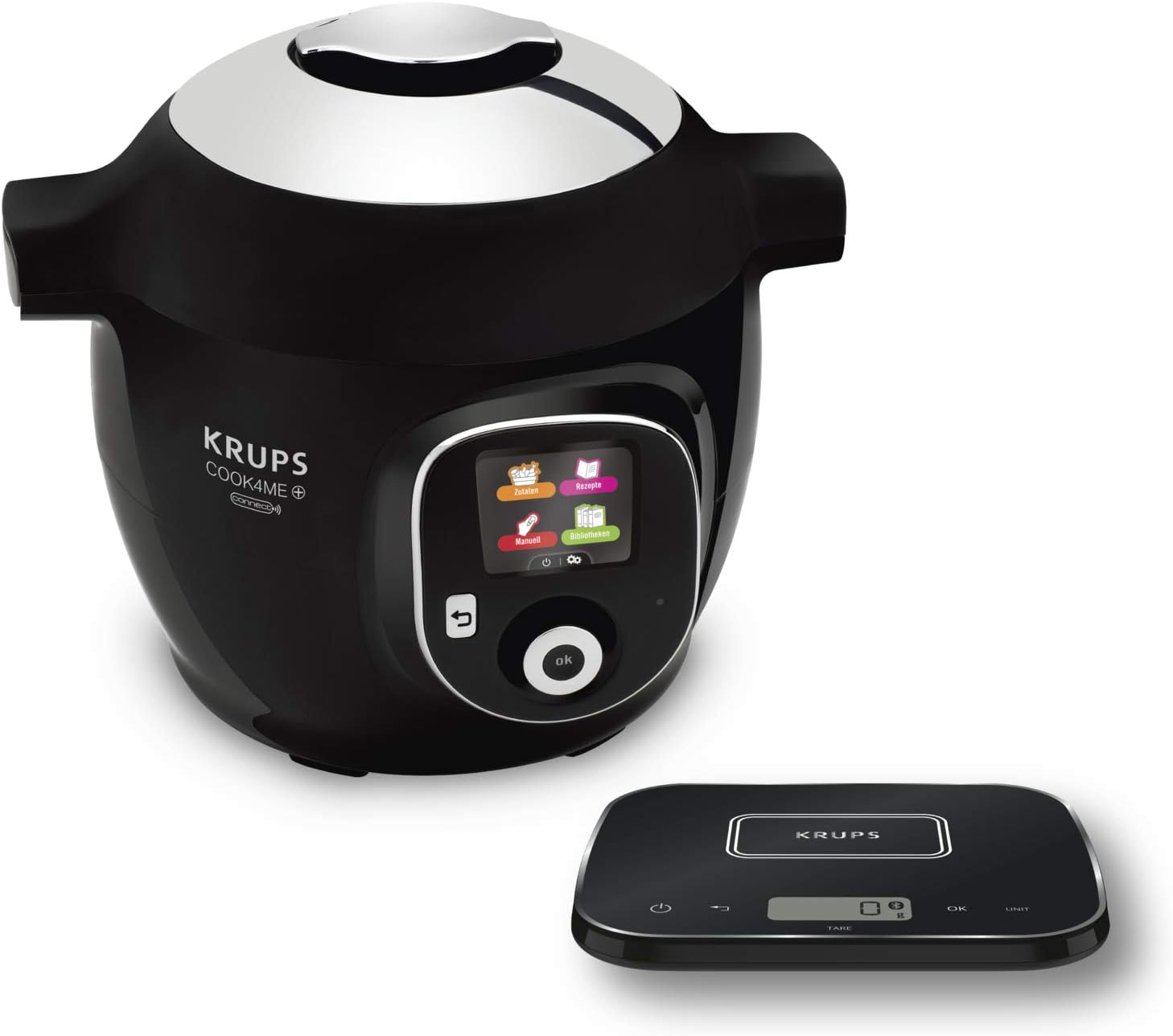 Krups CZ8568 Cook4Me + Grameez Multikocher inkl. vernetzte Küchenwaage | 1600 Watt | 6 Kochstufen | Fassungsvermögen: 6 Liter | kompatibel mit der Cook4Me App | schwarz/grau