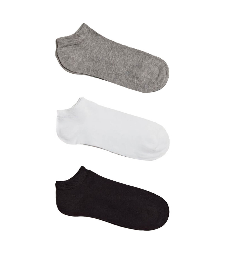 Pacote com 3 pares de meias Pepe Jeans: brancas, pretas e cinzas.