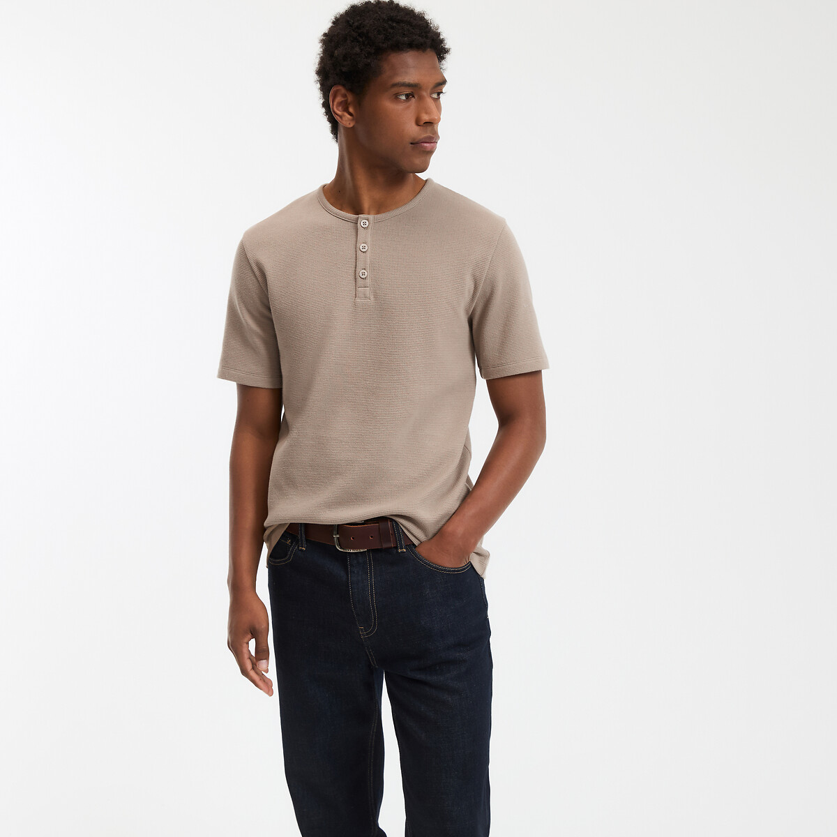 COLEÇÃO LA REDOUTE<br>Camiseta com gola túnica e mangas curtas