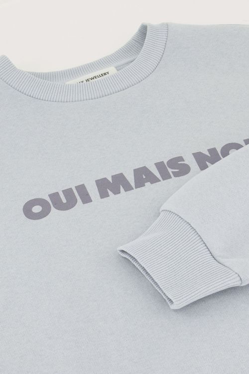 Lichtblauwe sweater ''Oui mais non''