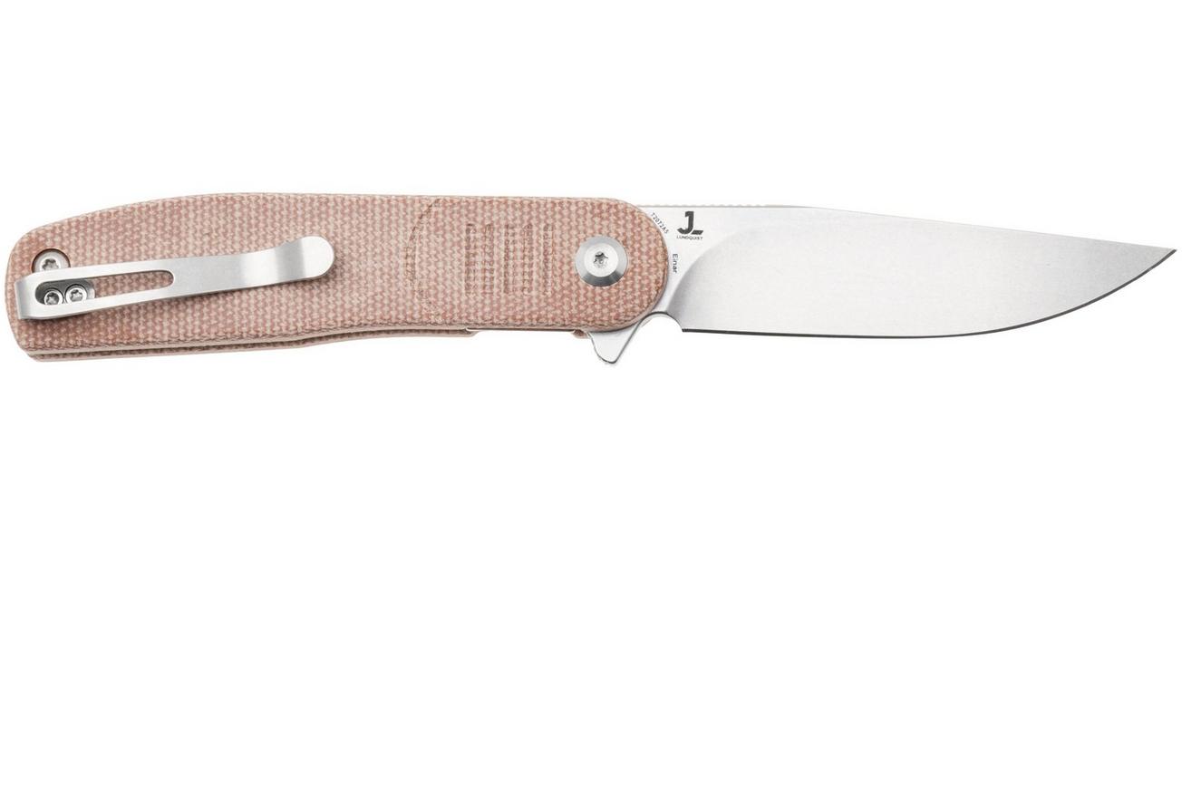 Tenable Knives Einar T2072A5 Stonewashed Nitro-V, Brown Micarta, zakmes, Justin Lundquist design