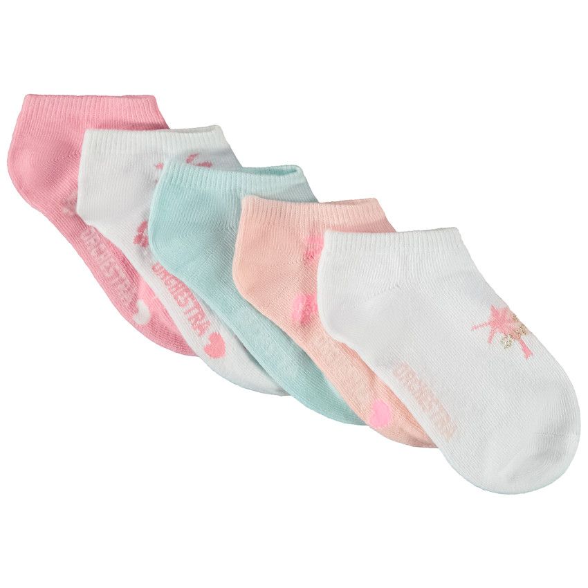 Lot de 5 paires de chaussettes courtes fantaisie pour fille - Rose