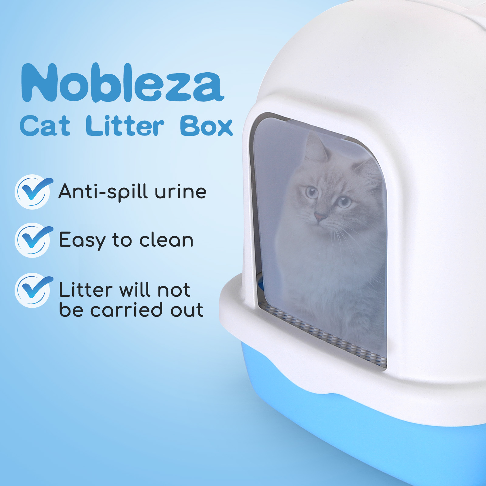 Nobleza - Caixa de areia para gatos com abertura frontal e pá, caixas de areia para gatos com tampa removível, caixa de areia grande para gatos.