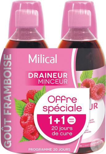 Milical Draineur Minceur Ultra Goût Framboise Promo Flacons 2x500ml