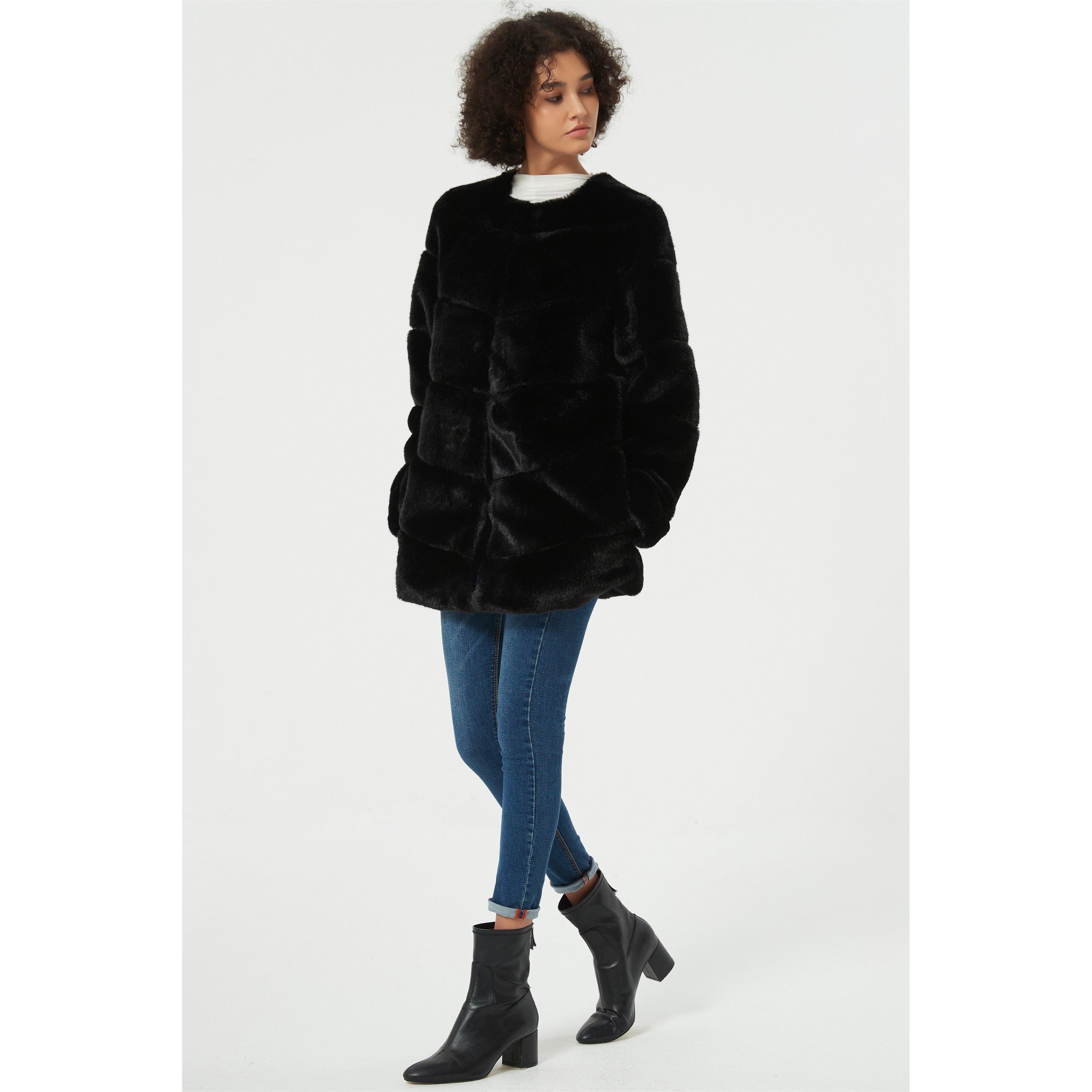 Be You B Faux Fur Panel Coat