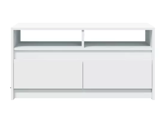 Table basse avec lumières LED blanc bois d'ingénierie