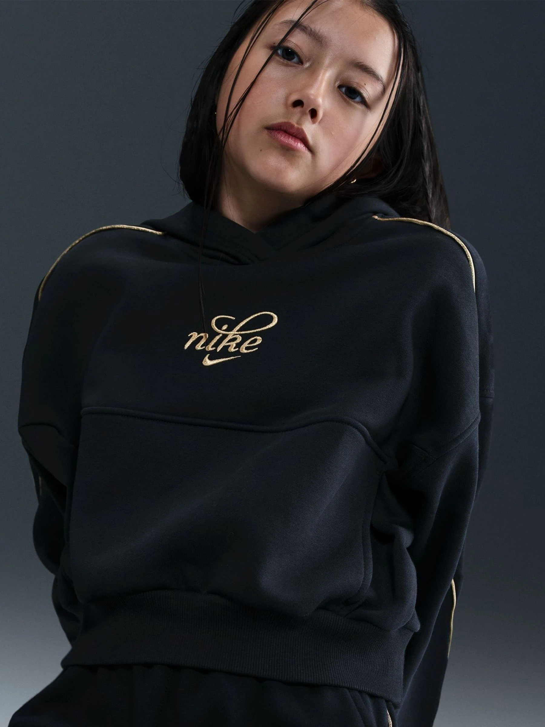 Zwart - Nike Shine Graphic Print Boxy Hoodie