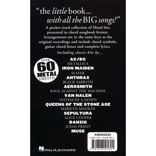 Music Sales The Little Black Book Of Metal