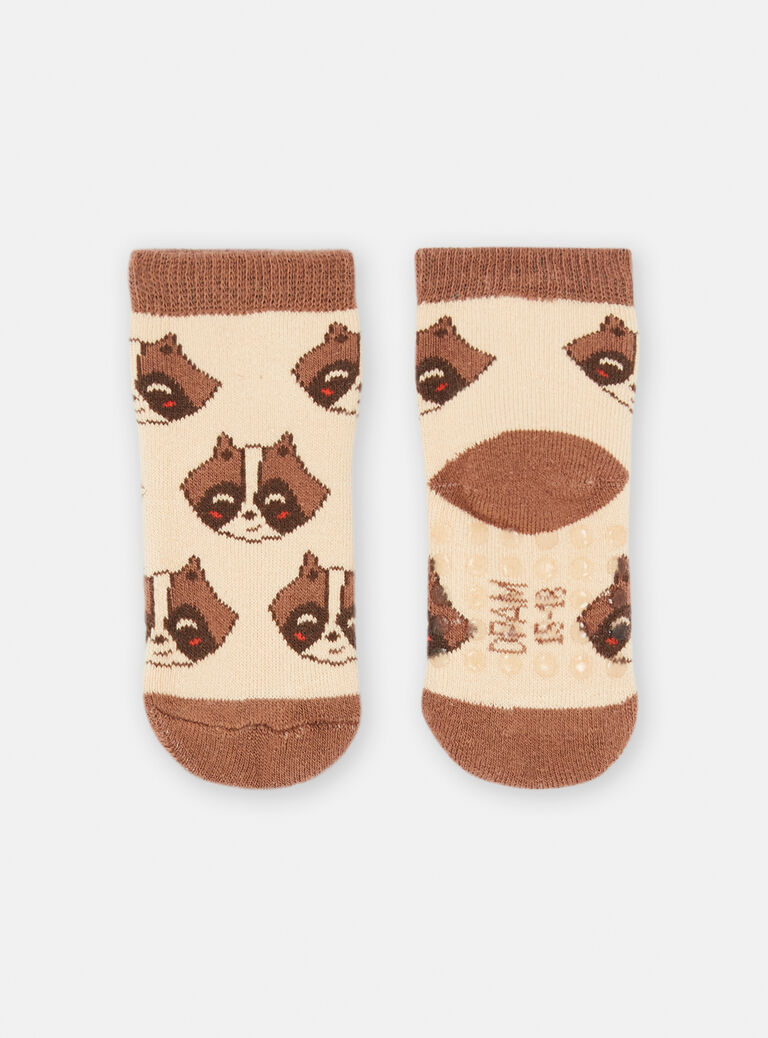 Chaussettes beige à motif raton laveur