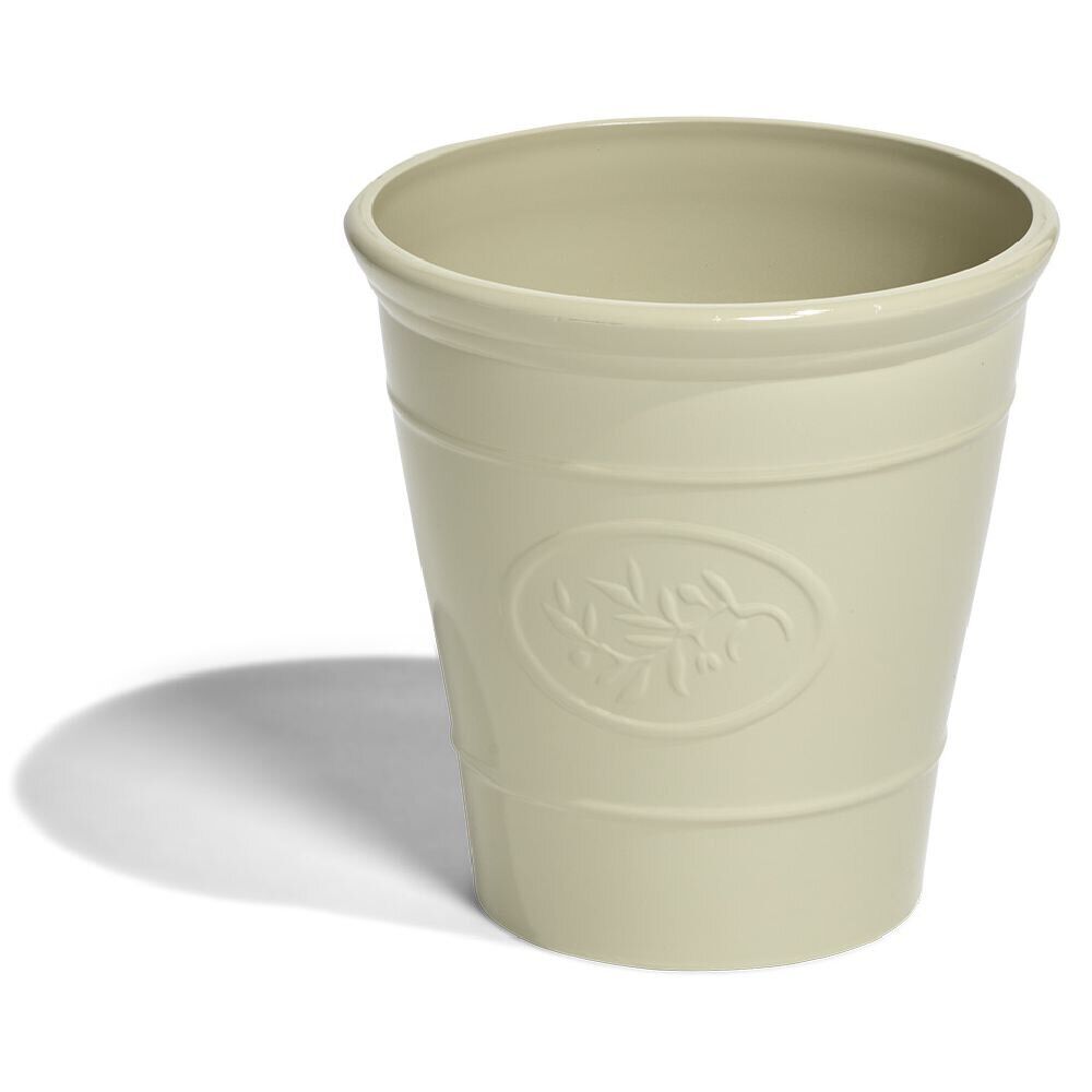 Cache pot motif provençal plastique beige Ø30xH30cm