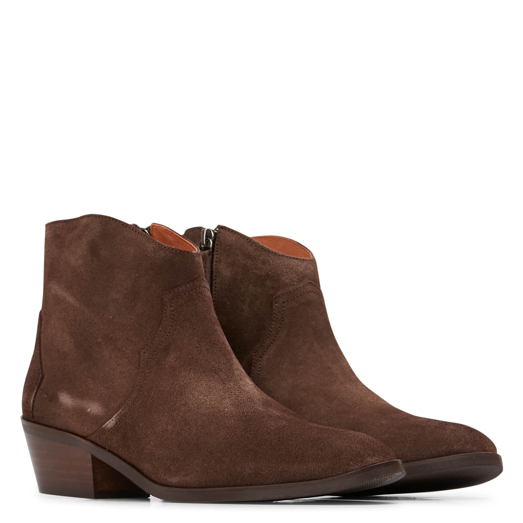 Boots à talons en cuir | Marron