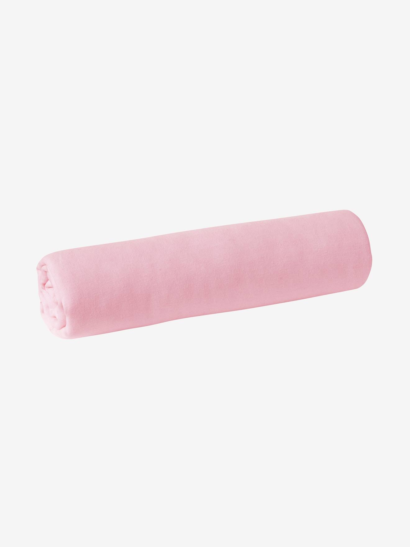 Pacote com 2 lençóis de bebê rosa claro em malha elástica