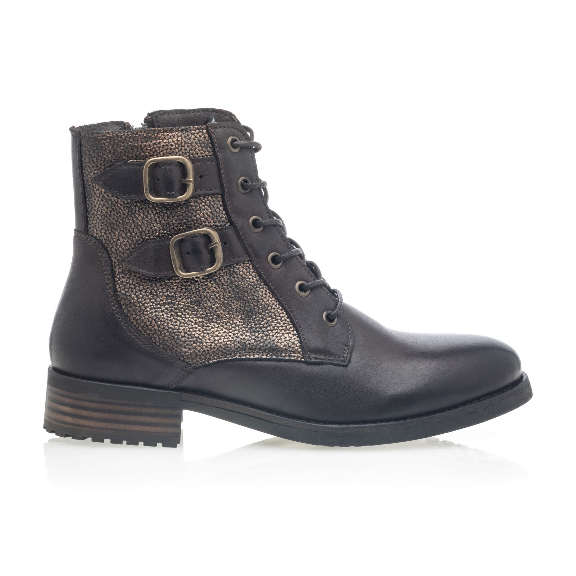 Bottines à lacets Femme en cuir marron