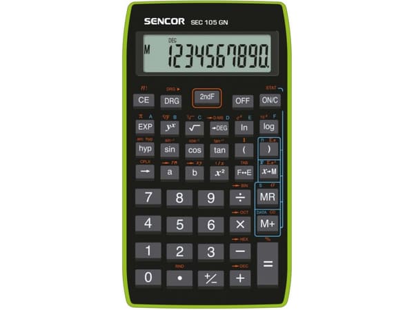 Sencor kalkulator Sencor kalkulator, SEC 105 GN, svart, skole, 10 siffer, grønn ramme - SEC 105 GN
