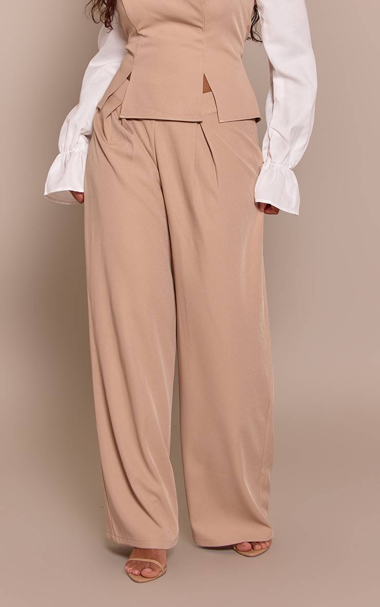 Gris Pierre Pantalon Large À Détails Plissés Shape