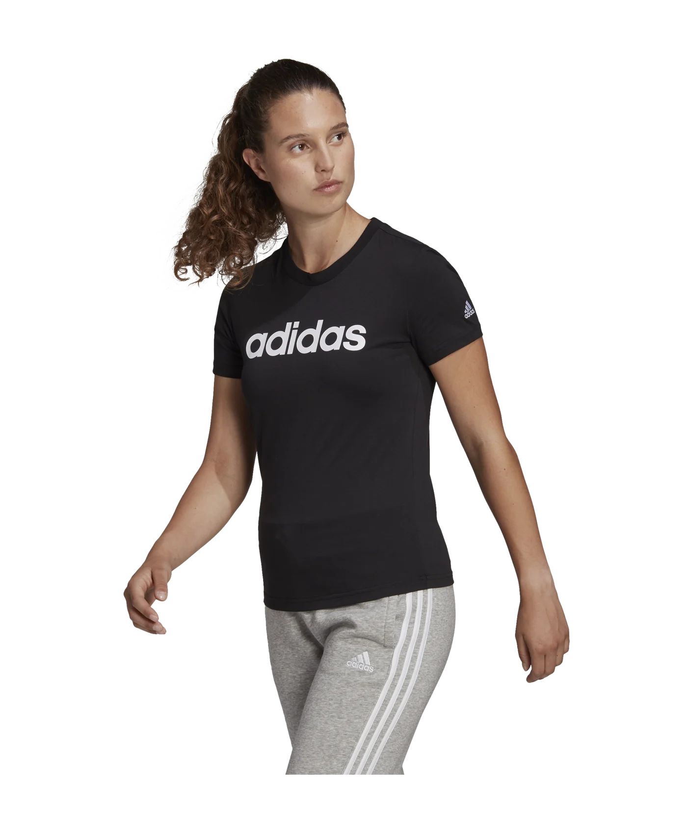 adidas Essentials T-Shirt Damen Schwarz Weiss