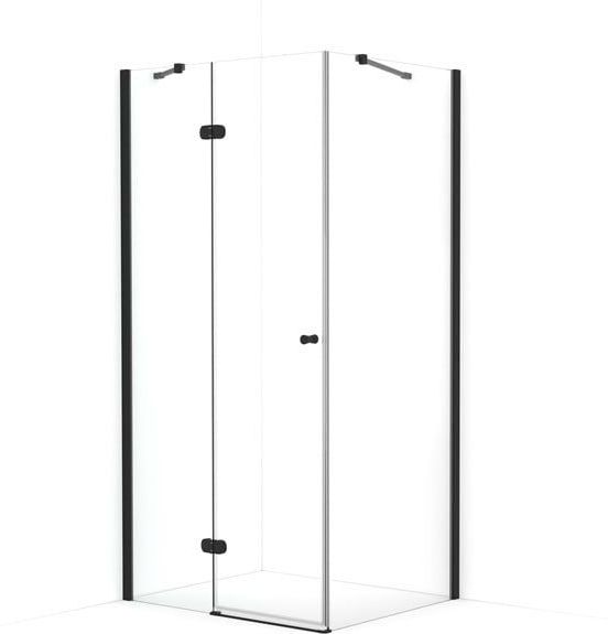 Amber Douchecabine | 90x80 cm Mat zwart Helder glas Draaideur Rechthoek