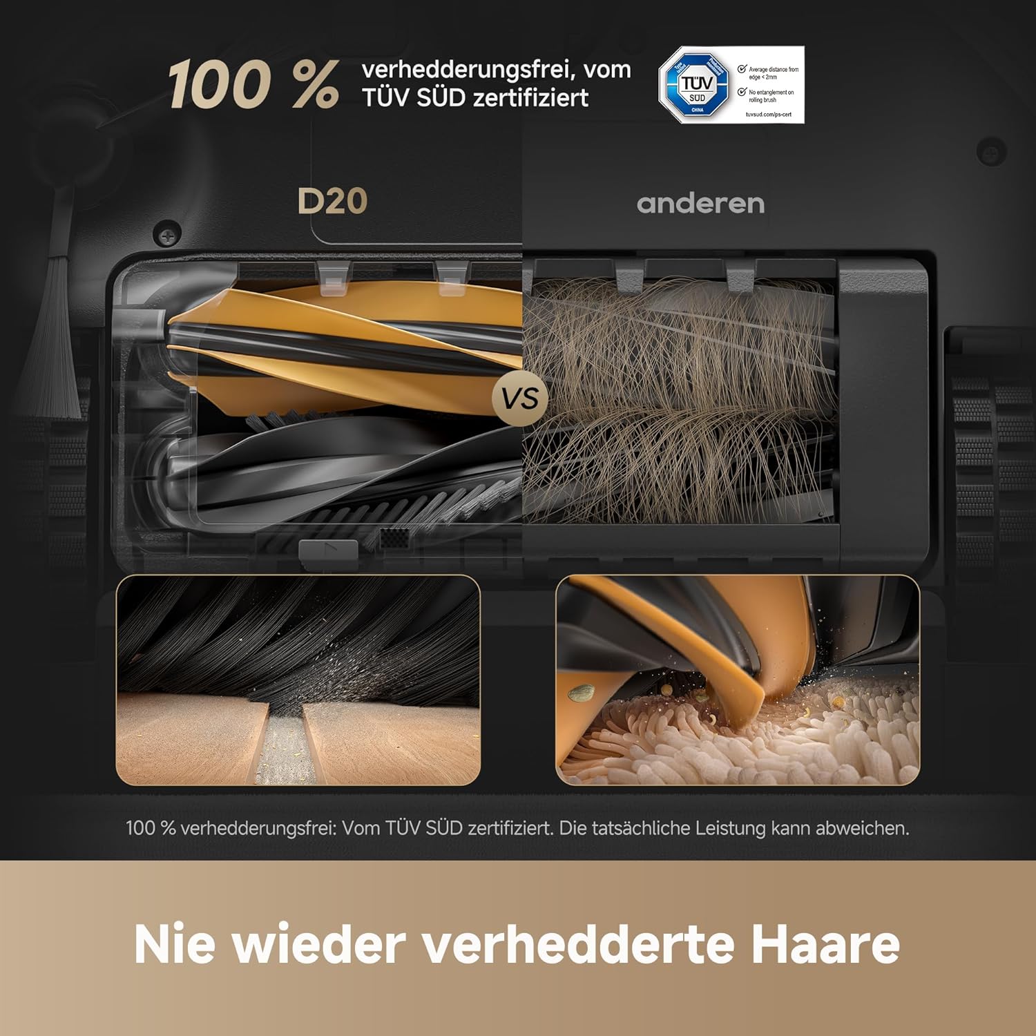 dreame D20 Saugroboter, 13.000 Pa Saugkraft, DuoBrush für Tierhaare, LDS-Navigation, 2-in-1: Staubsaugen und Wischen, Hartböden und Teppiche, 5.200-mAh-Akku, App- und Sprachsteuerung
