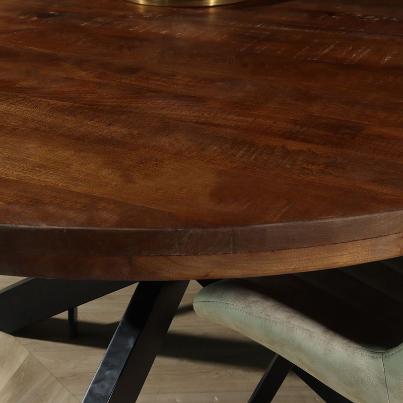 Eettafel Jones rond 150cm bruin duurzaam mangohout ronde tafel