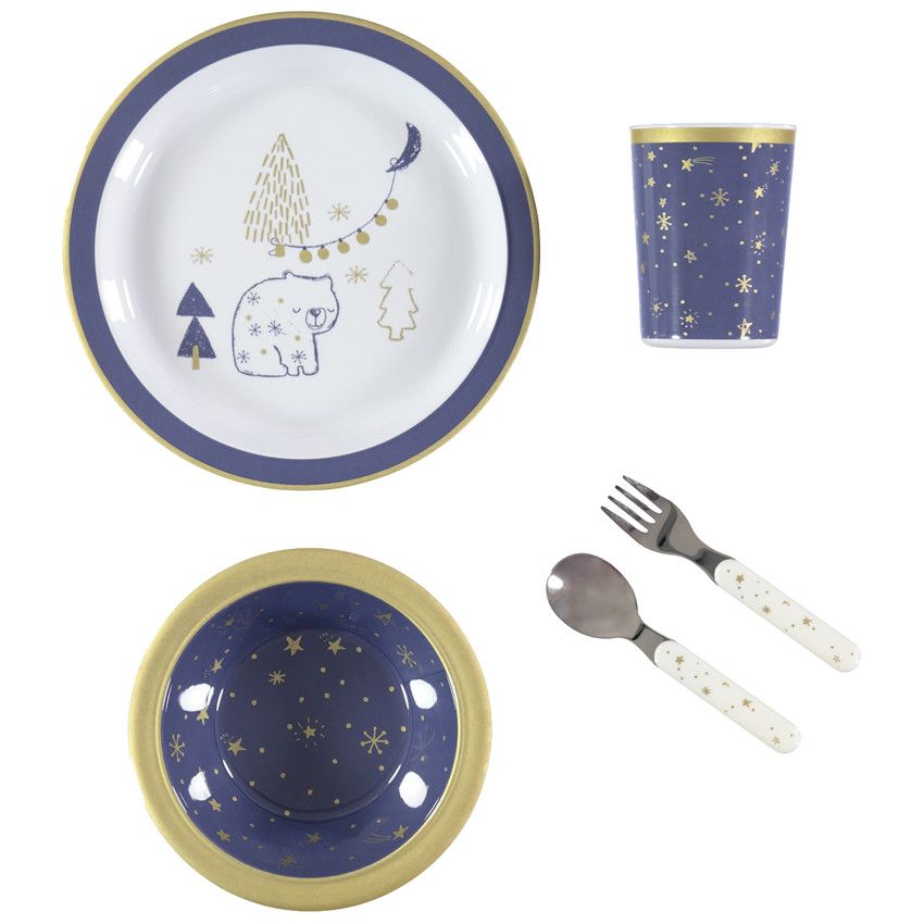 Set repas Nuit Magique en mélamine 5 pcs - Ours - Ecru