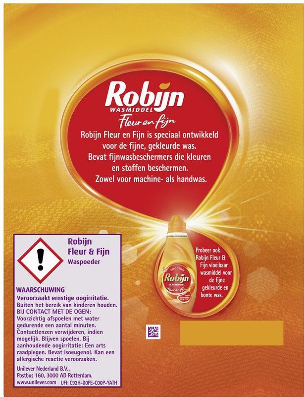 Robijn - Fleur & Fijn Waspoeder - 1,5 kg - Voor Fijne Kleding - Kleurbehoud