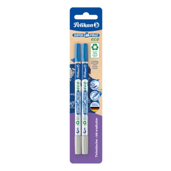 Tintenlöscher SuperPirat eco Strichstärke M (Multispitze) Blisterverpackung mit 2 Stück