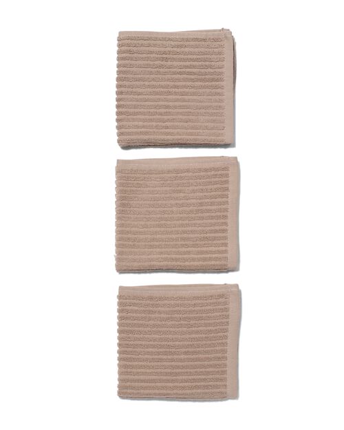 3 lavettes 30x30 coton marron