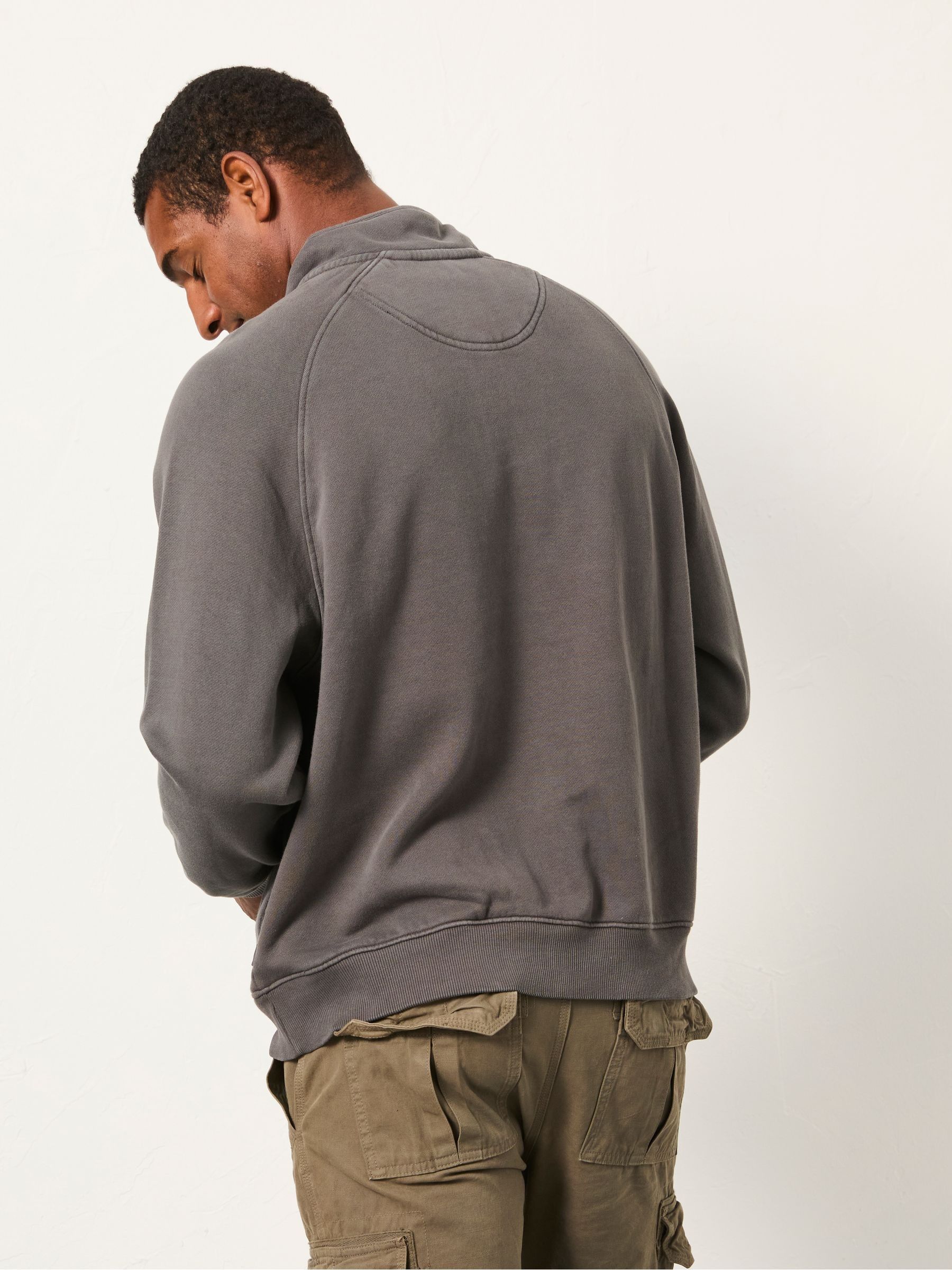 Grijs - FatFace sweater met halfhoge kraag